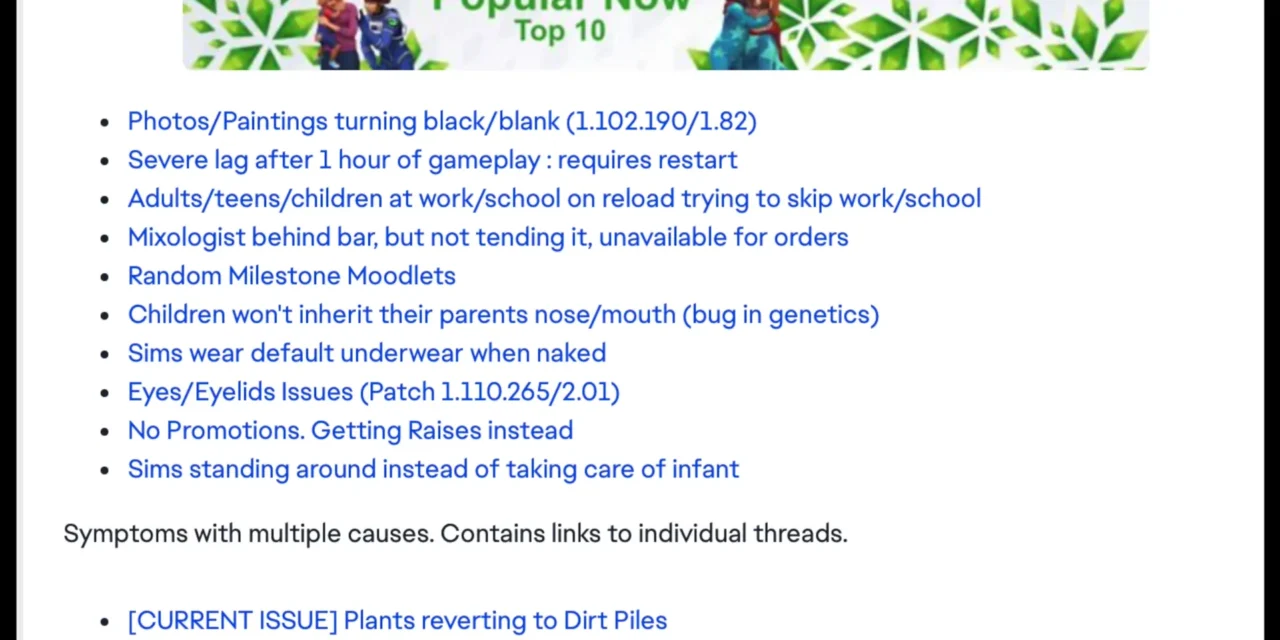 Top Reported Sims 4 Bugs Ahead of Adventure Awaits Top Reported Sims 4 Bugs Ahead of Adventure Awaits
